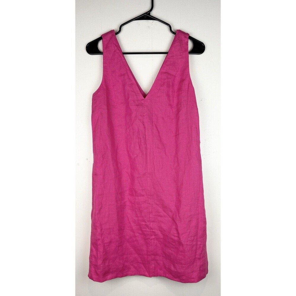 J. Crew Dress 100% Linen Mini Summer Pink Luxury Preppy Wedding, XS NEW